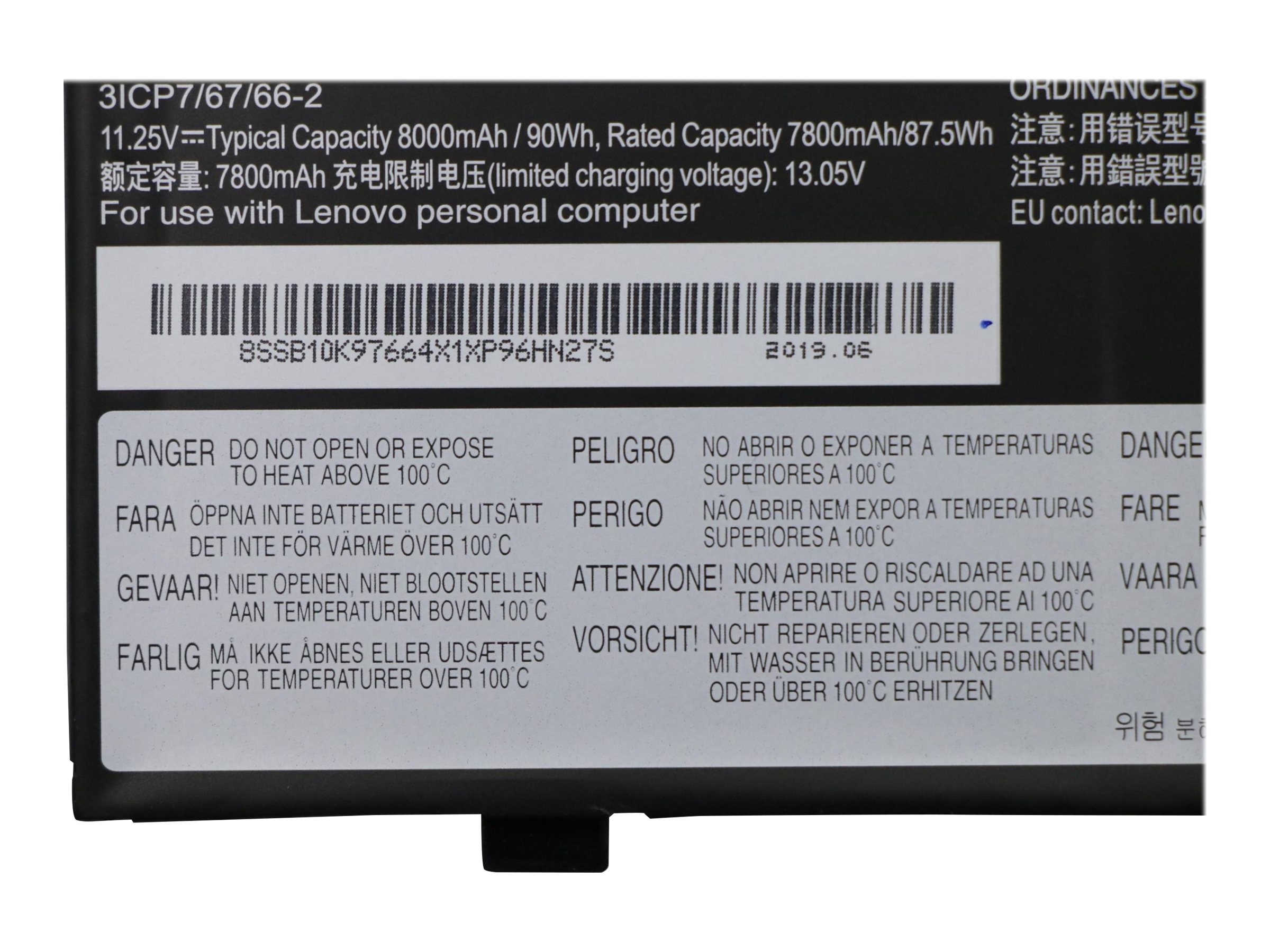Lenovo ThinkPad Laptop-Batterie 90Wh Lithium-Ionen 6 Zellen Schwarz