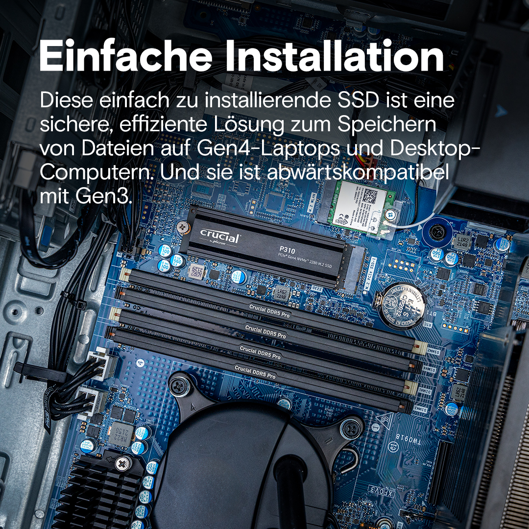 Crucial P310 SSD 2 TB M.2 2280 PCIe 4.0 x4 NVMe mit Kühlkörper