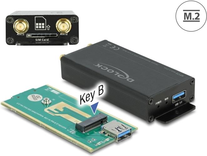 Delock USB 3.0 Konverter für M.2 Key B Modul mit SIM-Slot und Gehäuse Schwarz