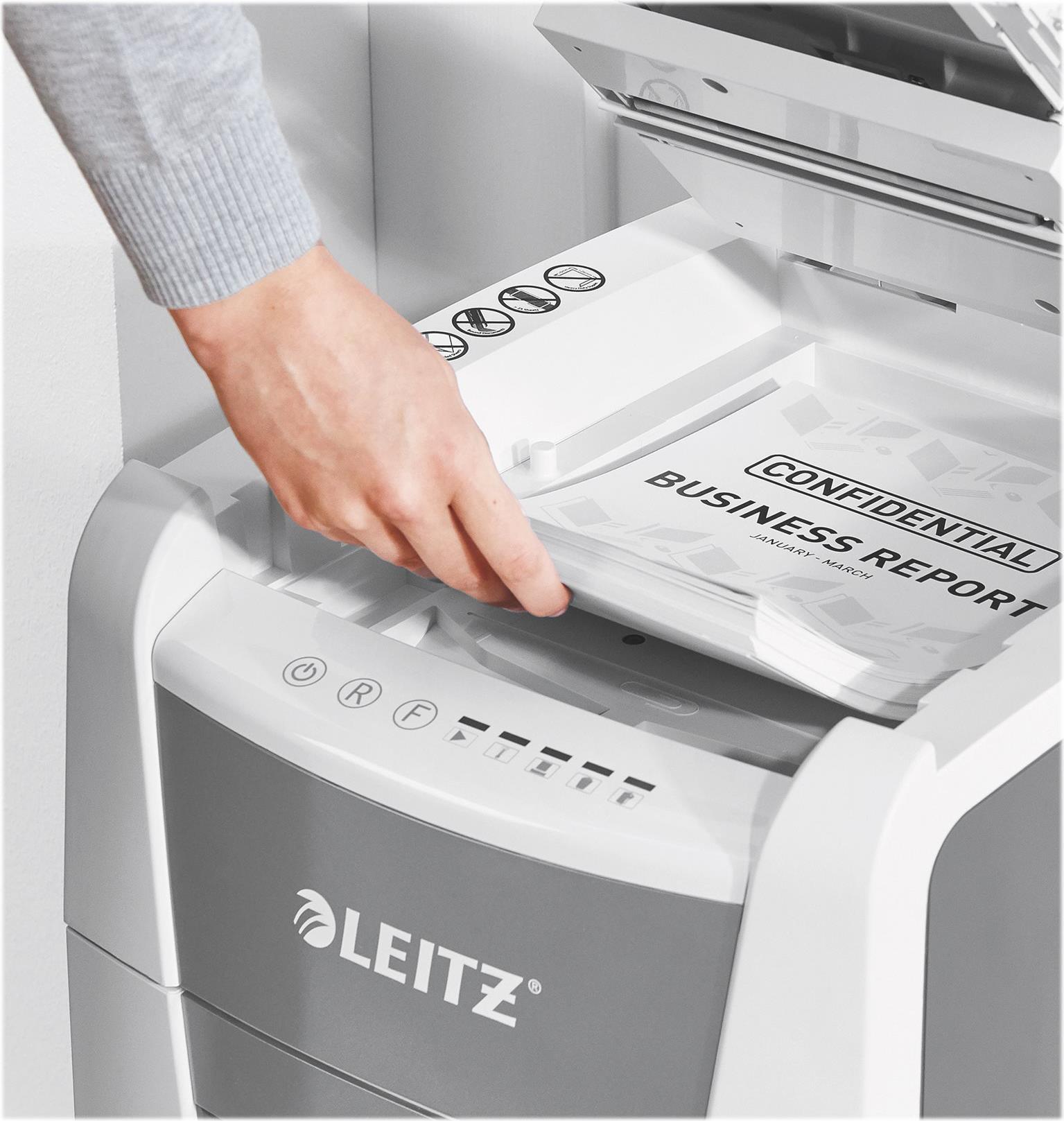 Leitz IQ AutoFeed Office 150 P4 Aktenvernichter Kreuzschnitt P4 Grau, Weiß