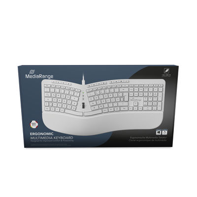 MediaRange MROS272 Ergonomische Tastatur kabelgebunden USB QWERTZ 124 Tasten Weiß