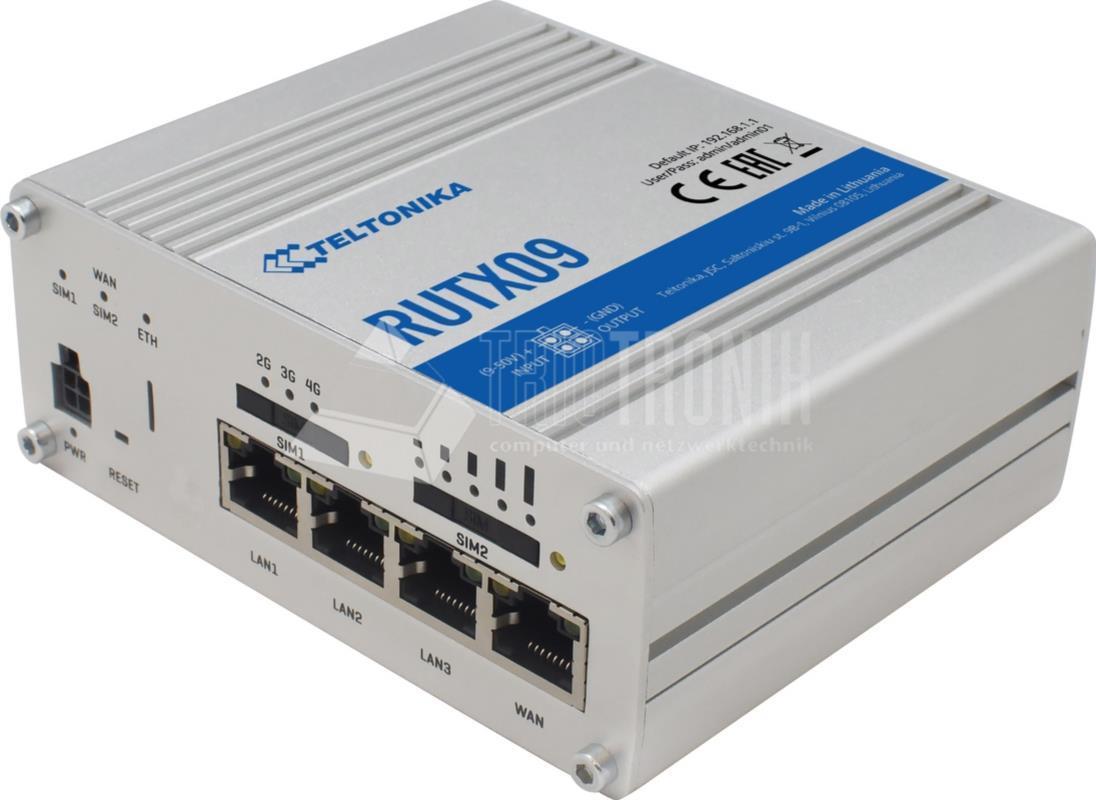 Teltonika LTE-A Cat6 Dual SIM Router, 4x 1Gbit, GPS, microSD LTE / 3G Router (RUTX09-R)