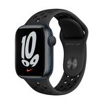 Apple Watch Nike Series 7 (GPS) - 41 mm - midnight aluminum - intelligente Uhr mit Nike Sportband - Flouroelastomer - anthrazit/schwarz - Bandgröße: S/M/L - 32GB - Wi-Fi, Bluetooth - 32 g (MKN43FD/A)