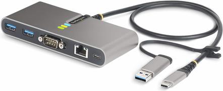 StarTech.com 2-Port USB-C/USB-A Hub with GbE and RS232 Serial, 2x USB-A (5G2A1SGBB-USB-C-HUB)