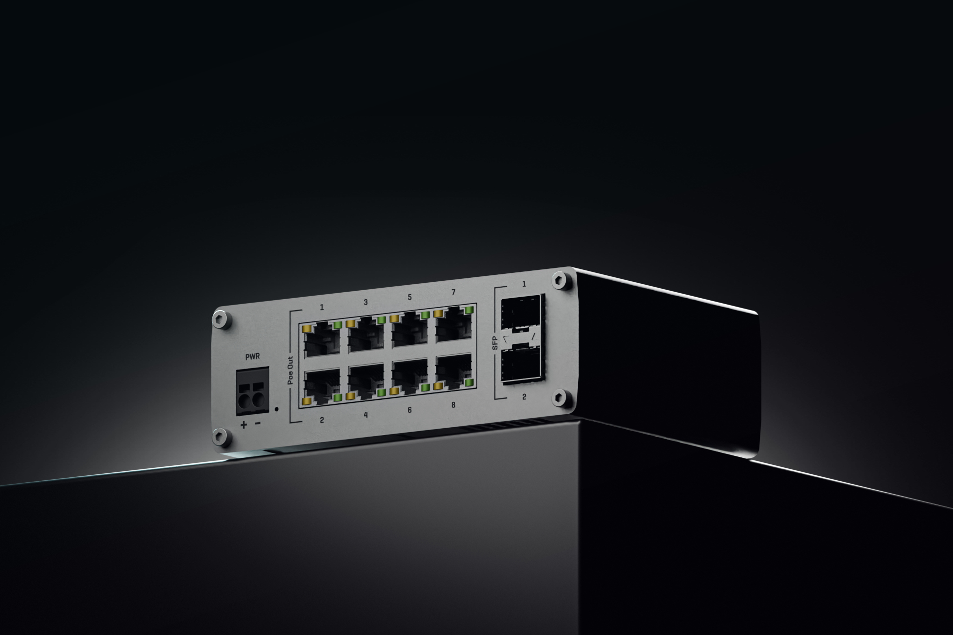 Teltonika TSW200 Unmanaged Gigabit Switch 8 Ports PoE+ 2 SFP Schwarz