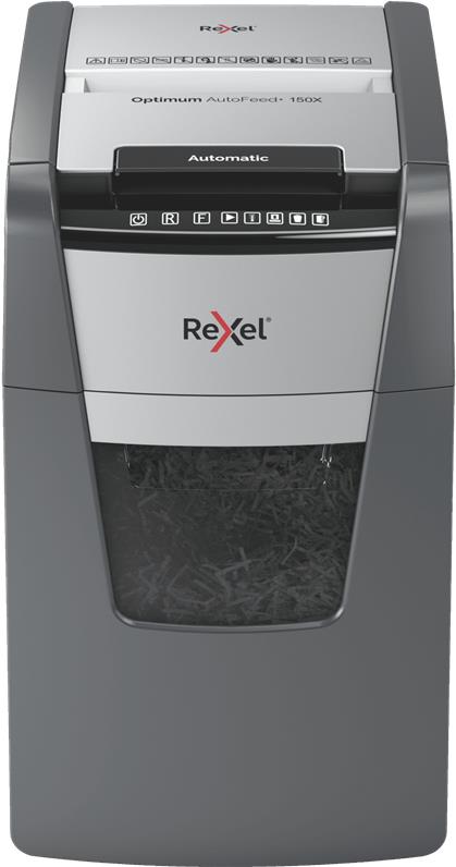 Rexel Optimum AutoFeed+ 150X Kreuzschnitt Aktenvernichter Schwarz, Grau