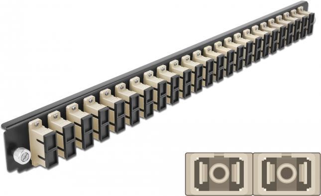 DeLOCK - Rack-Montageblech für Glasfaser-Spleißbox - Vorderseite - SC MM X 24 - beige - 1U - 48,3 cm (19) (43365)