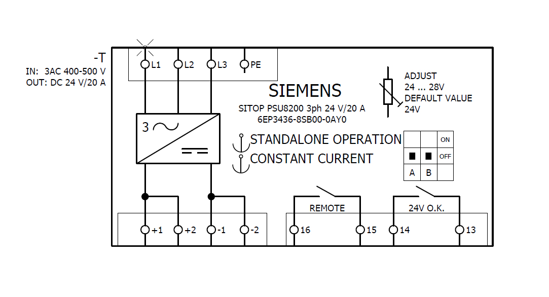Siemens SITOP PSU8200 3AC 24 V DC 20A Rack-Netzteil Mehrfarbig