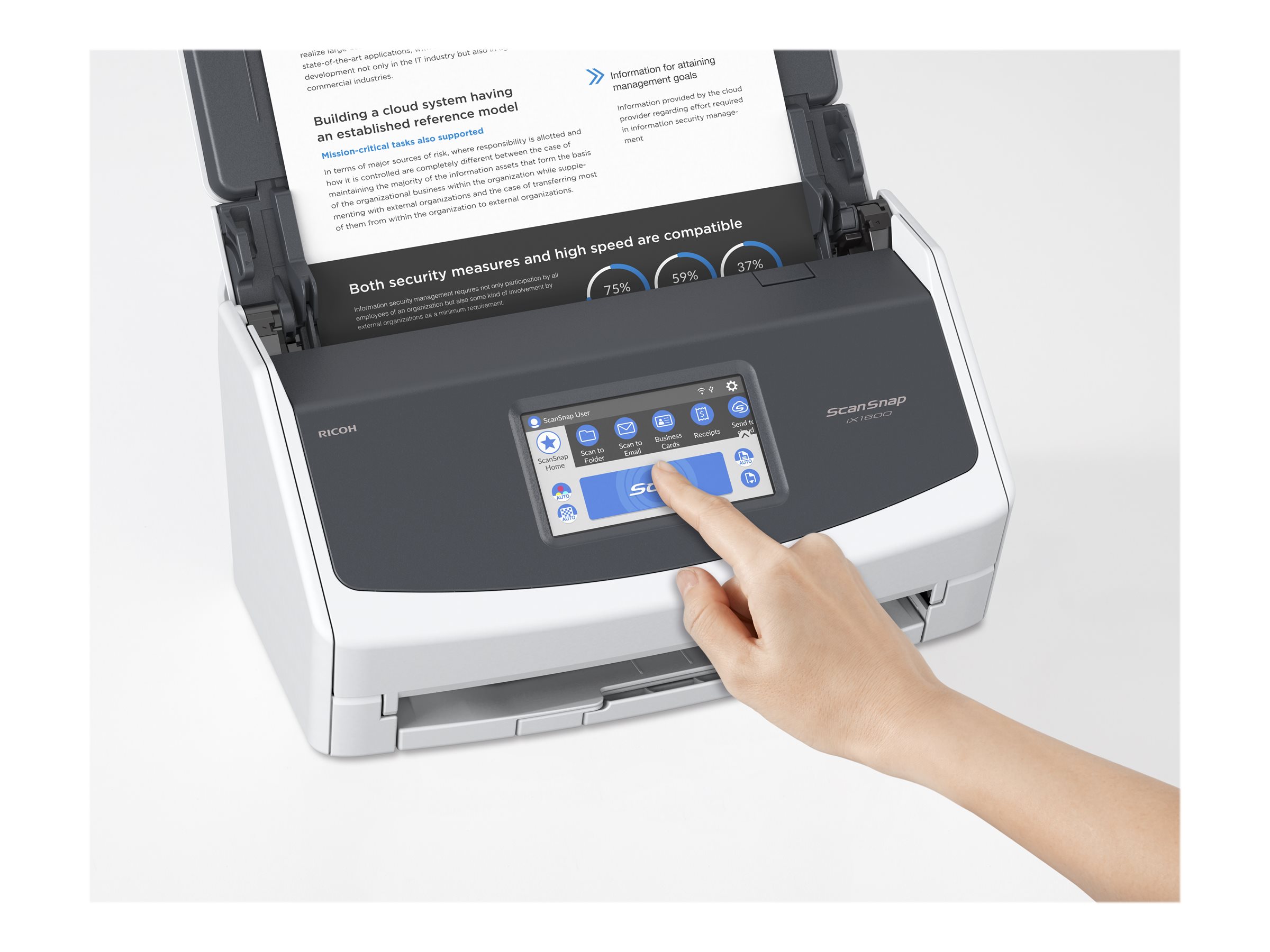 Ricoh ScanSnap iX1600 Dokumentenscanner 40 Seiten/Min. 4.3" Touchscreen Wi-Fi(n) Weiß