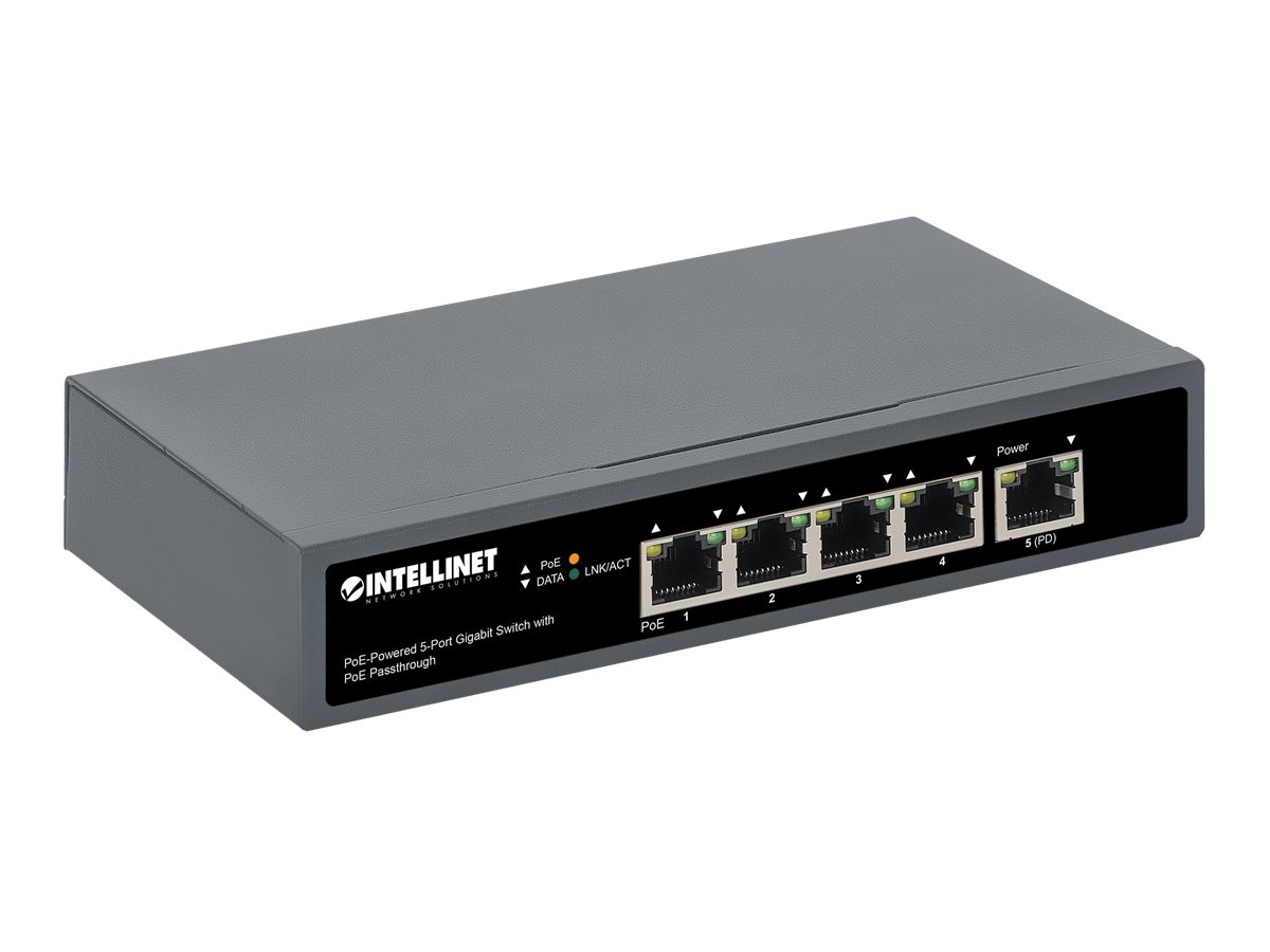 Intellinet 561808 4-Port Gigabit PoE+ Switch mit PoE-Passthrough Schwarz