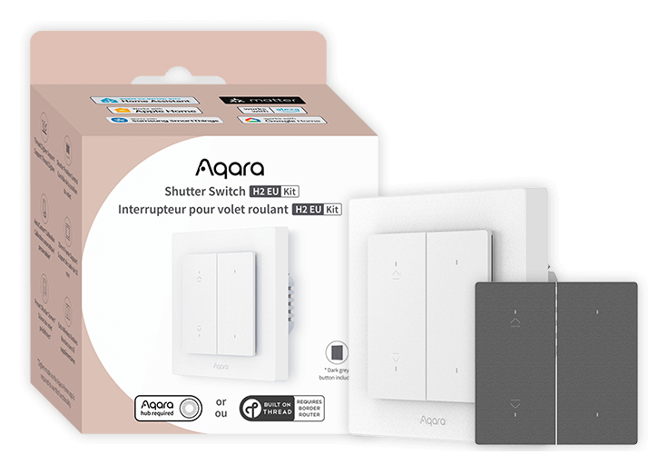 Aqara H2 Smart-Schalter 4 Tasten 2 Kanäle Thread ZigBee Bluetooth LE Dunkelgrau