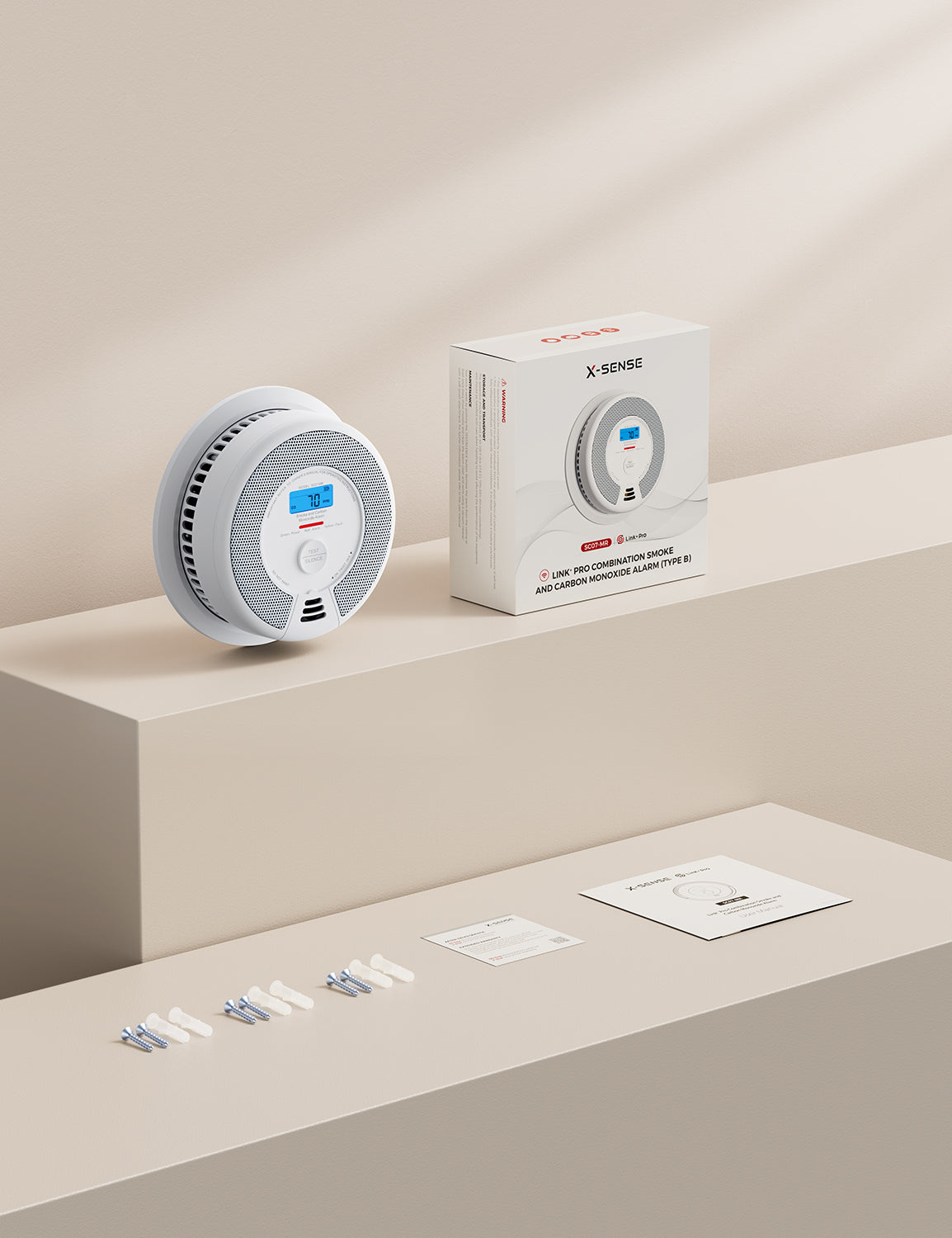 X-Sense SC07-MR Rauch- und Kohlenmonoxidmelder WLAN 85 dB Lithium Weiß/Grau