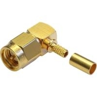 Telegärtner SMA-Kabelwinkelstecker Crimp G05 C0405, G05 (RG-223/U), RG-142 B/U, 1.0/2.95 AF, Gold (Standard)  - 5 Stück (J01150A0081)