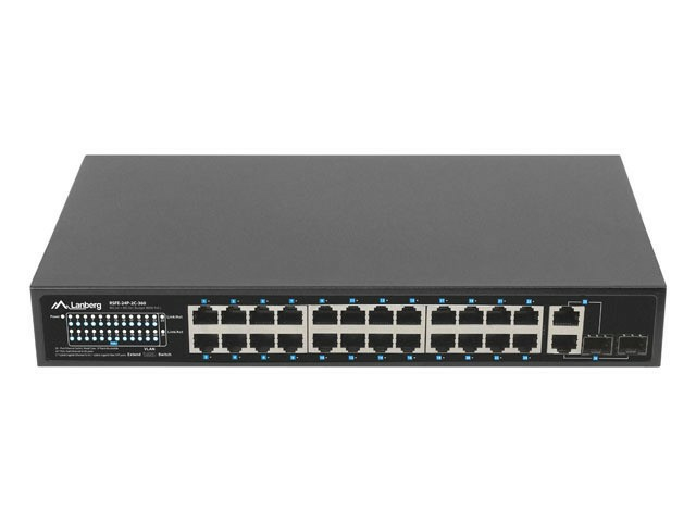 Lanberg RSFE-24P-2C-360 24-Port Fast Ethernet PoE+ Switch 360 W Unmanaged 19" Rack Schwarz