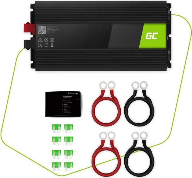 Green Cell INV21 Wechselrichter 24V auf 230V Reine Sinuswelle 3000W Schwarz