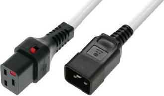 MicroConnect Powercord C19 IEC Lock - C20 White 1m PC1298 (MC-C19C20LOCK-1M-W)