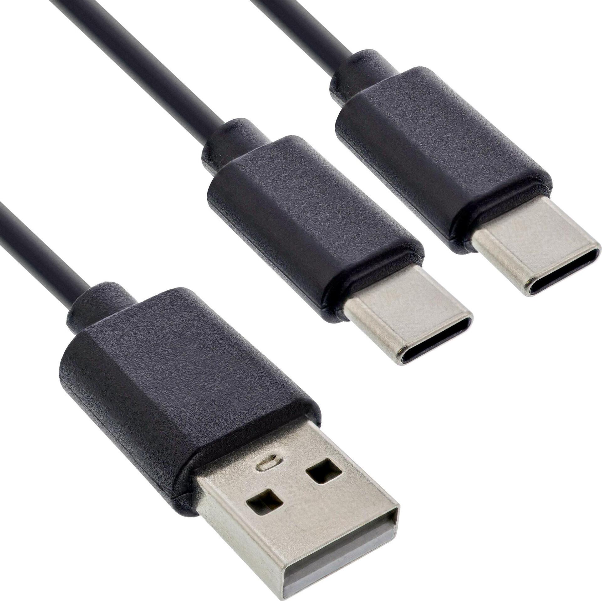 InLine USB 2in1 Y-Ladekabel 1x USB-A Stecker an 2x USB-C Stecker schwarz 0 (35126)