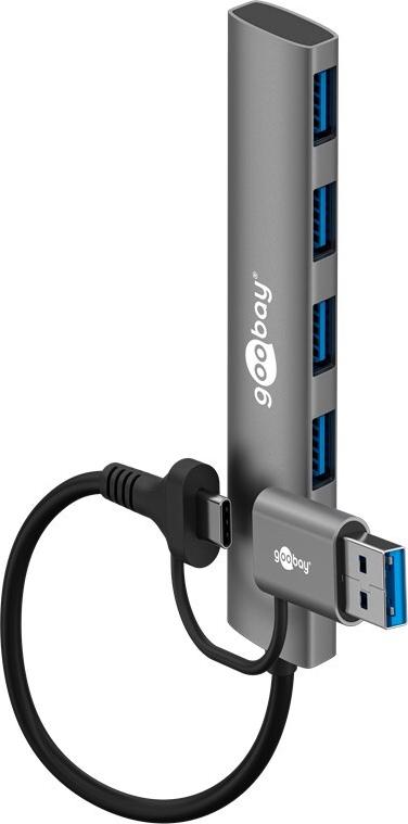 Goobay 2in1 Slim 4-Port USB-Hub, 5 Gbit/s (79149)