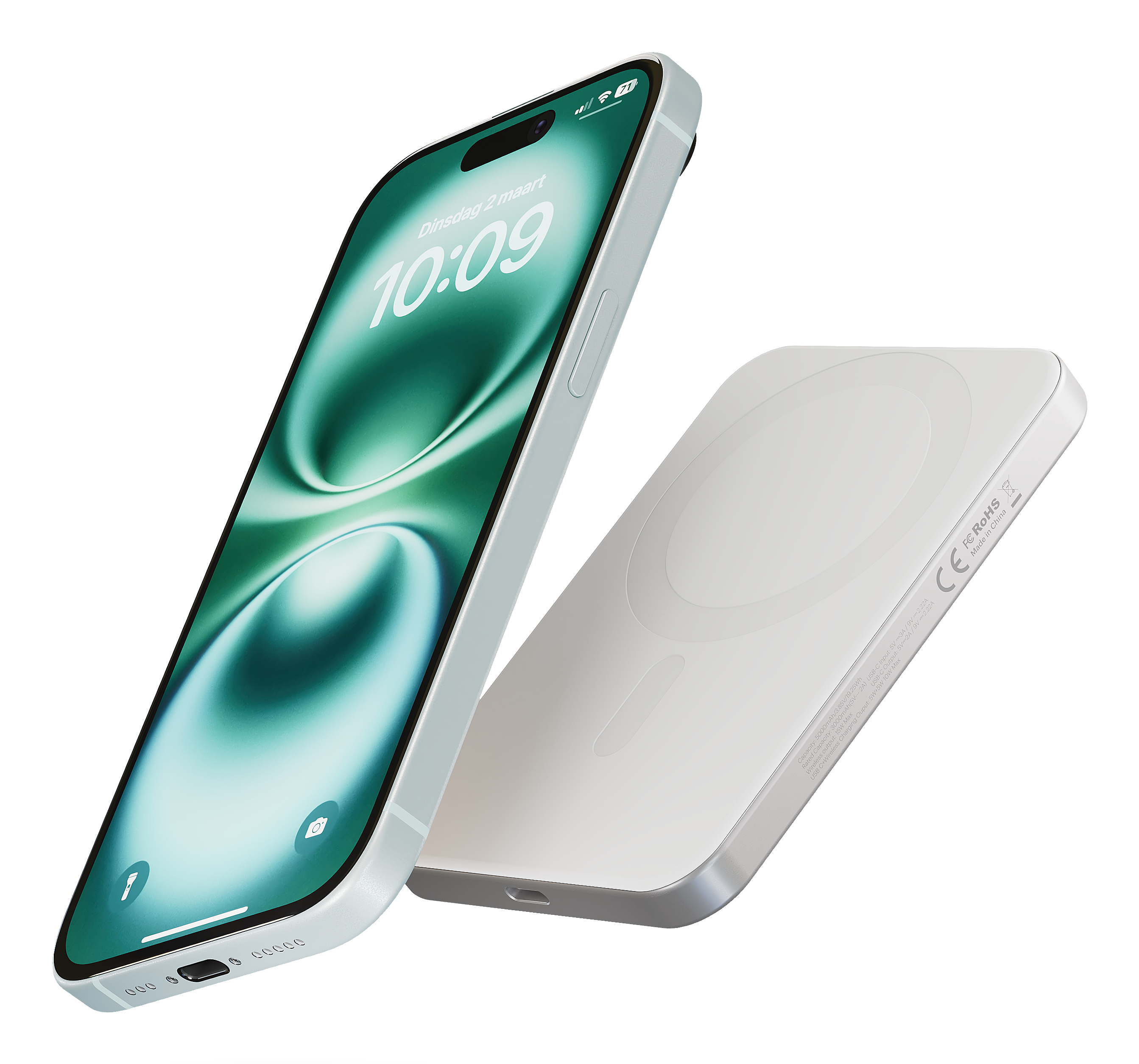 Zens Pro 1 Induktive Power Bank Slim 5000 mAh 15 W Qi2 USB-C Weiß