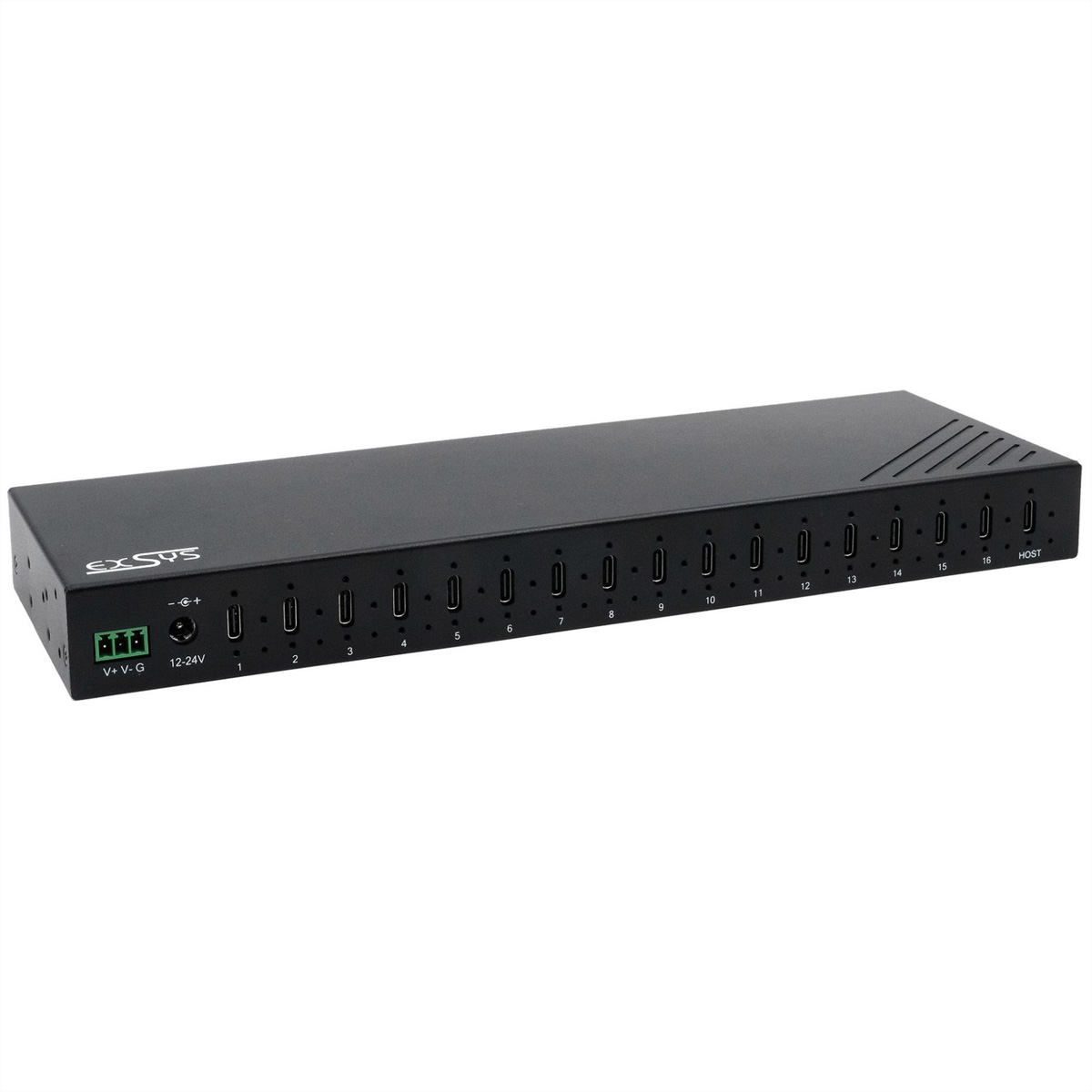Exsys EX-12276HMS USB 3.2 Gen 2 Hub 16x USB-C 120W, Metall