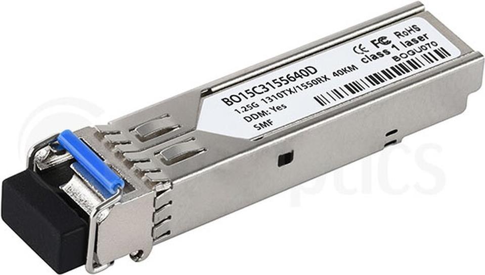 Kompatibler Arista SFP-BXU35-40KM BlueOptics BO15C3155640D SFP Transceiver, LC-Simplex, 1000BASE-BX-U, Singlemode Fiber, TX1310nm/RX1550nm, 40KM, DDM, 0°C/+70°C (SFP-BXU35-40KM-AR-BO)