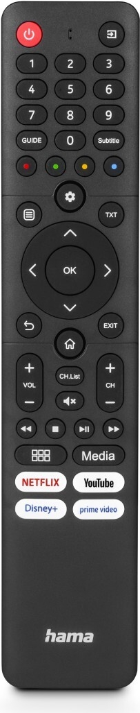 Hama Universal-Fernbedienung für Hisense TVs, IR, lernfähig, mit 4 App-Tasten (00221067)