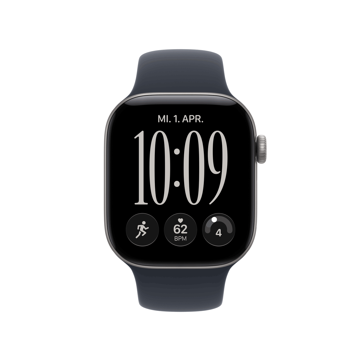 Apple Watch Series 12 GPS 42mm Space Grey Aluminium Gehäuse mit Navy Blue Sport Band M/L