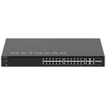 Netgear M4350-24M4X4V, 522W PoE++,24x2,5G, 4x10G, 4x25G, AV-Line, Internes 800-W-Netzteil mit, 522-W-PoE-Leistungsbudget. 2 Steckplätze für, modulare Netzteile (1 + 1 Redundanz und/oder EPS, teilen sich).Folgende Netzteile sind kompatibel:, APS600Wv3, APS (MSM4332-100NES)