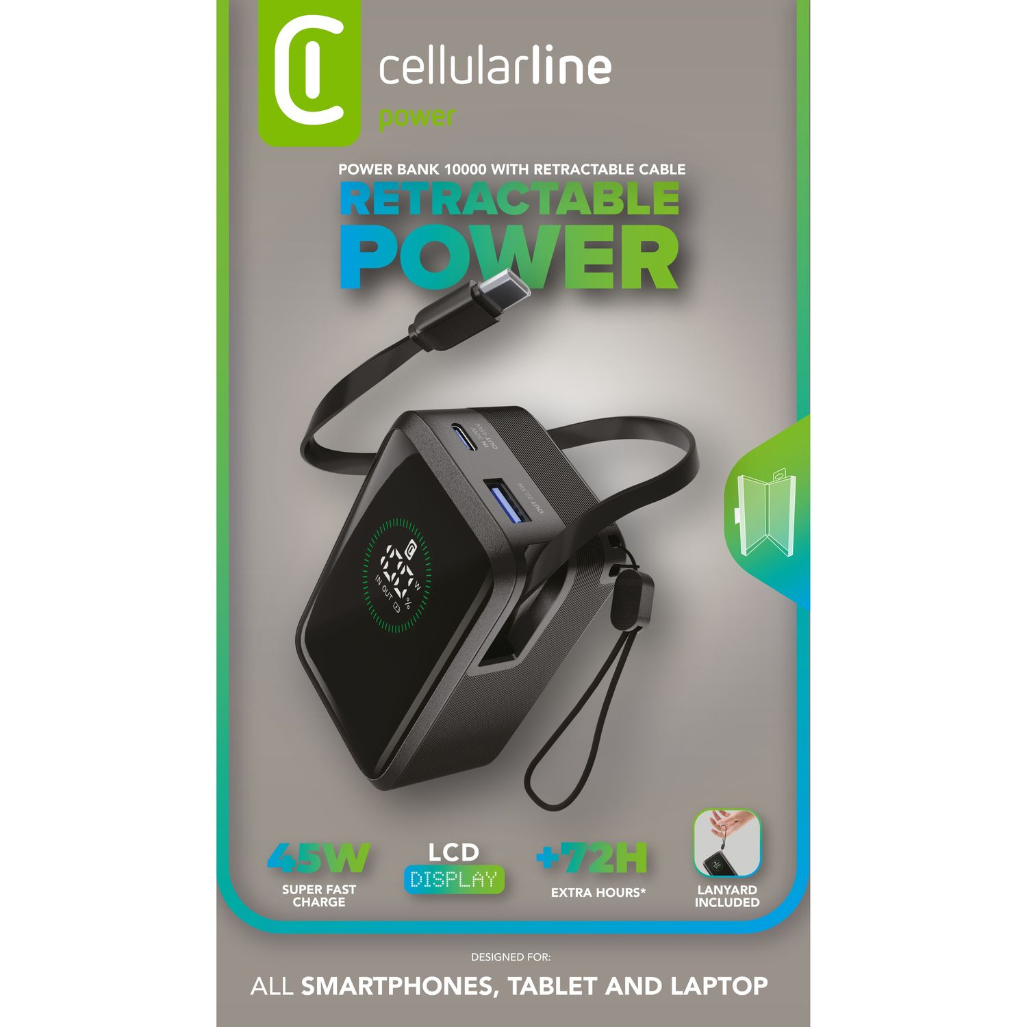 Cellularline ROLLER 10000 10000 mAh 45 W Powerbank Schwarz