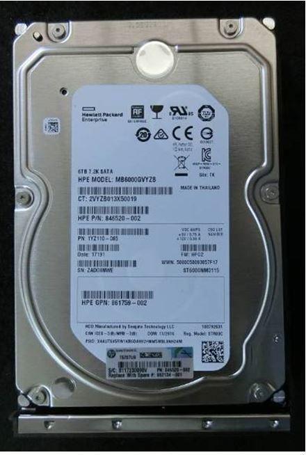 HPE HDD 6TB 6G 7.2K LFF SATA MDL (861742-S21)