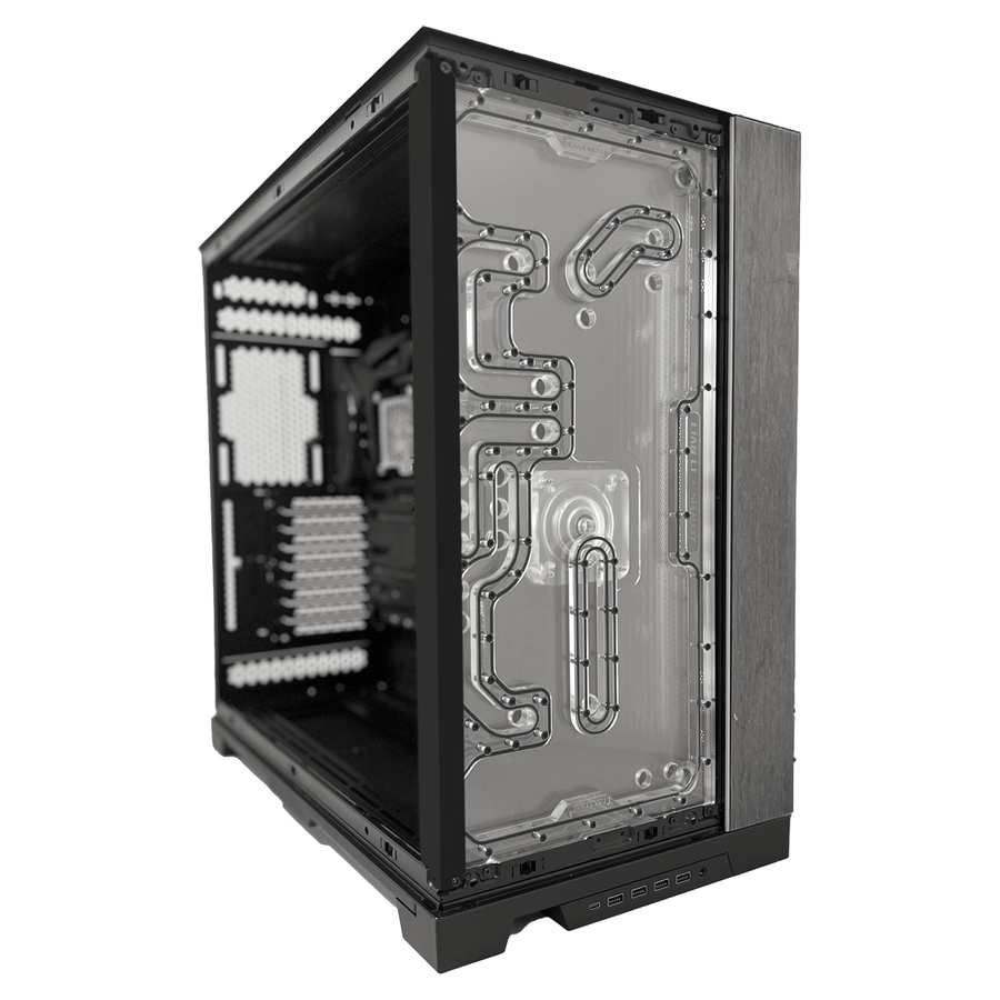Stealkey Customs Crosscool II Distroplate für Lian Li O11 Dynamic EVO XL D-RGB Schwarz, Transparent