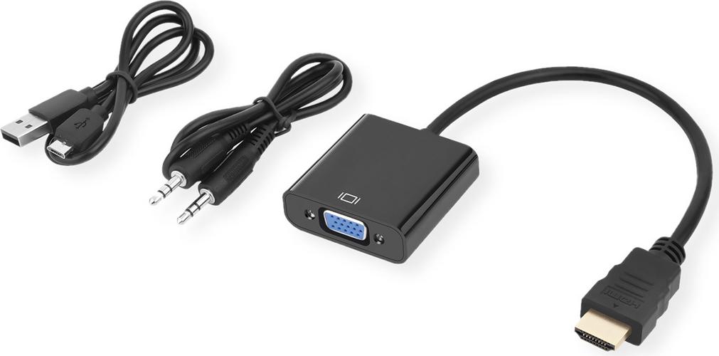STANDARD Adapterkabel HDMI zu VGA+3,5mm-Audio (Stereo), 0,23 m (S3210)