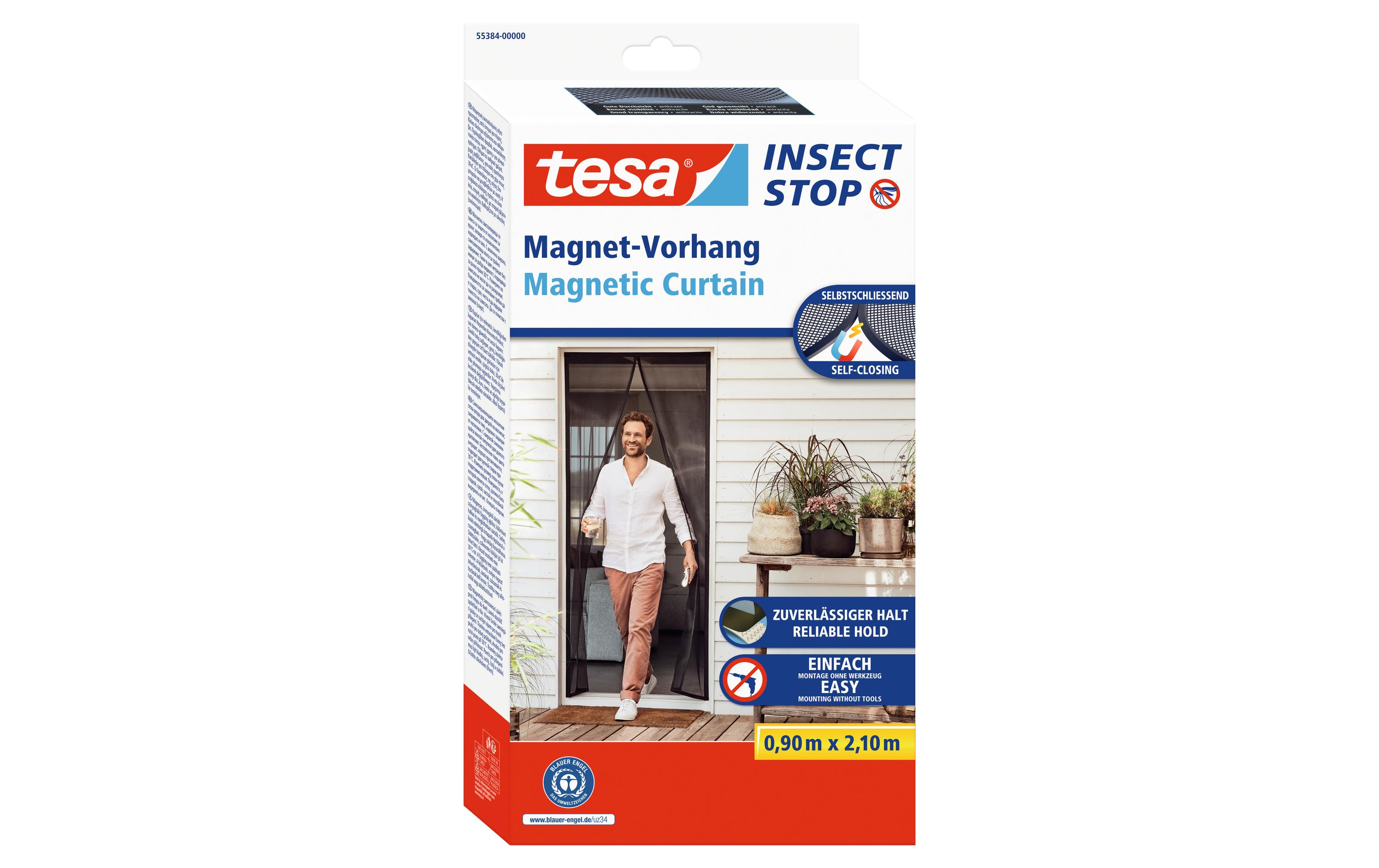 tesa Insect Stop Insektenschutz-Magnetvorhang 900 x 2100 mm Anthrazit