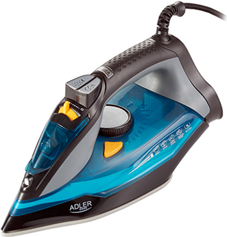 Adler Iron AD 5032 Blau/Grau, 3000 W, Dampfbügeleisen, Dauerdampf 45 g/min, Dampfstoßleistung 80 g/min, Wassertankinhalt 350 ml (AD 5032)