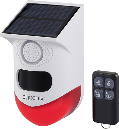 Sygonix Mini-Alarmanlage Weiss Rot mit LED Bewegungsmelder Fernbedienung (SY-6515320)