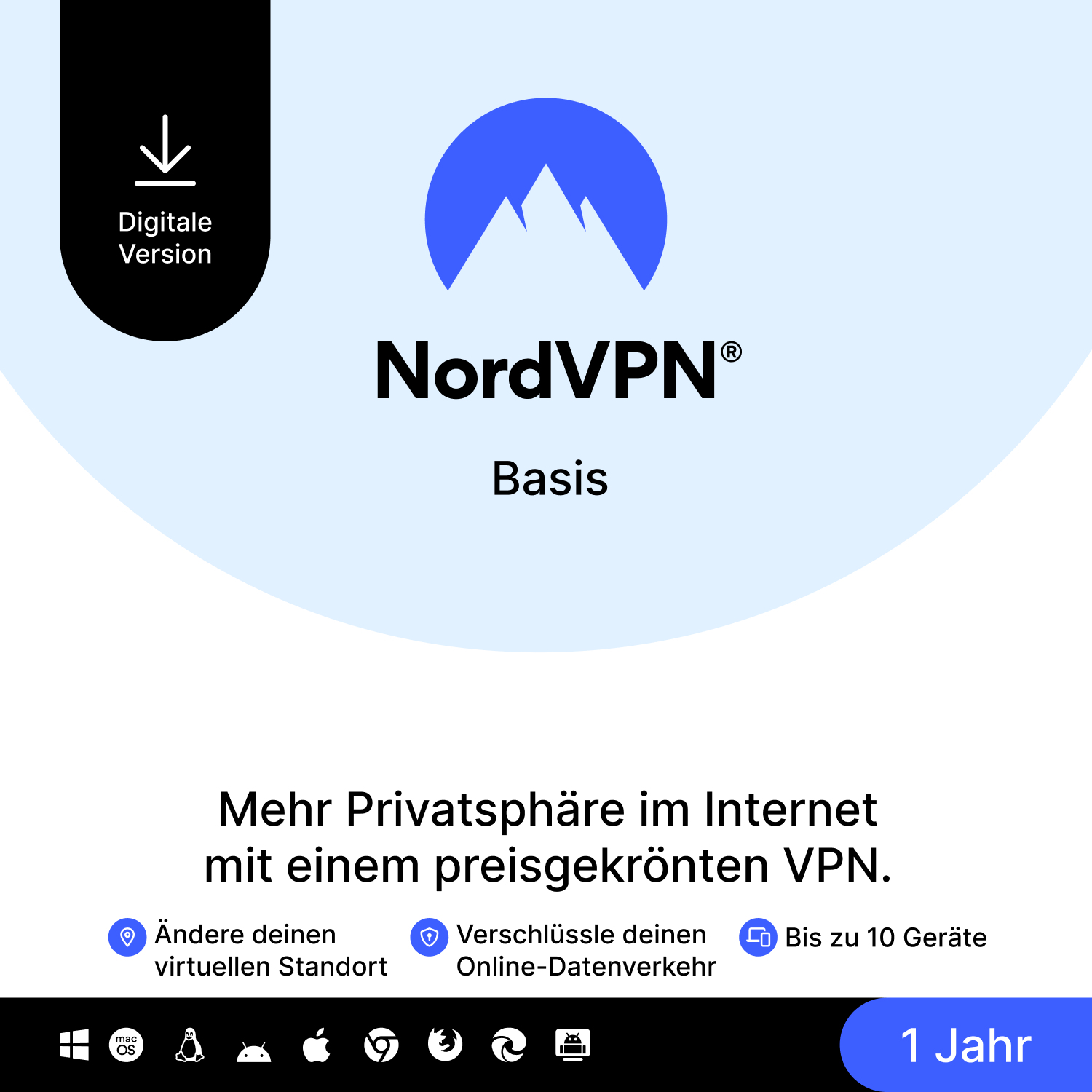 NordVPN Basis VPN-Software 10 Geräte 1 Jahr Download