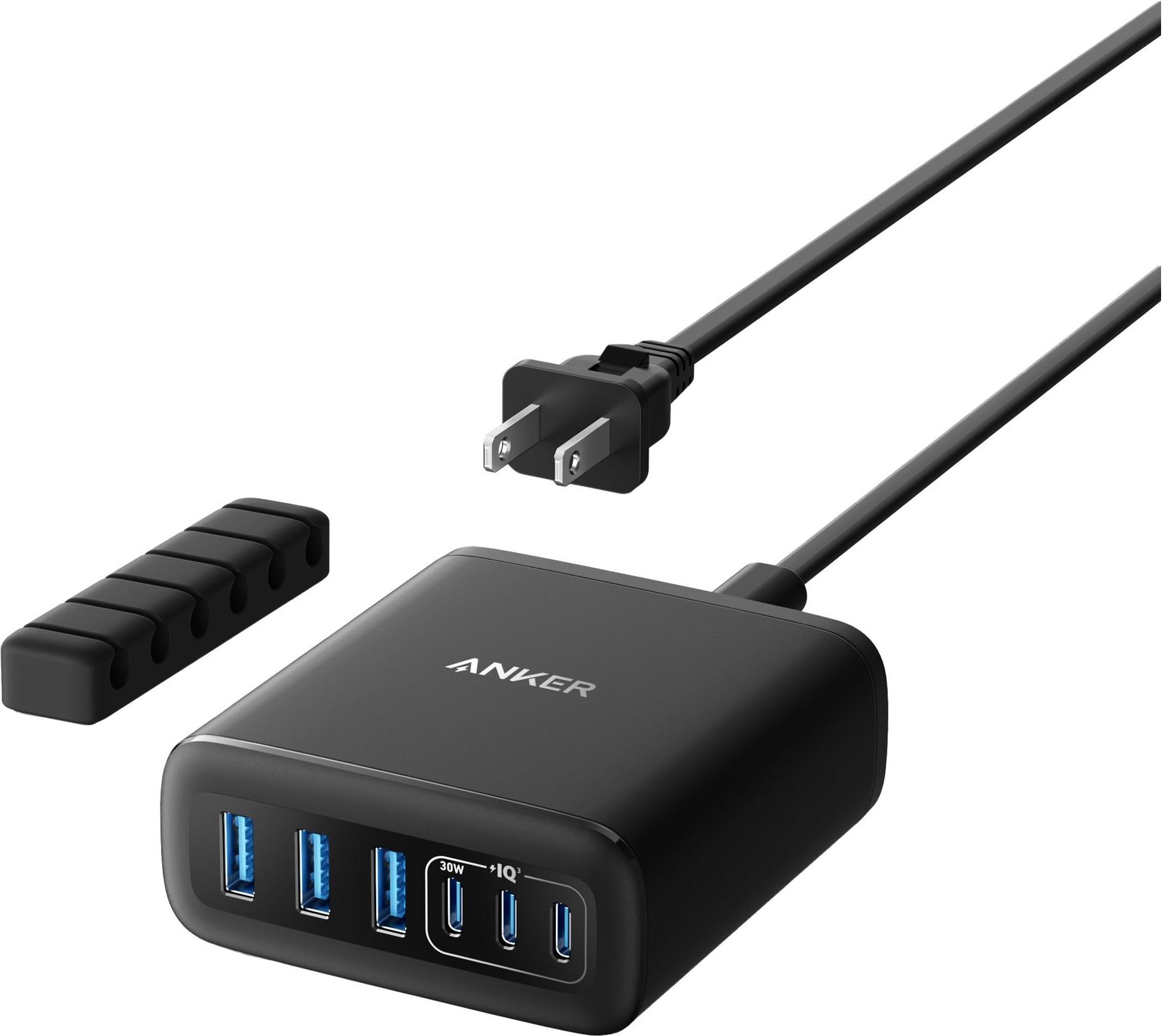 Anker Innovations 6-in-1 Ladestation 112W 3x USB-A USB-C schwarz (A2154G11)