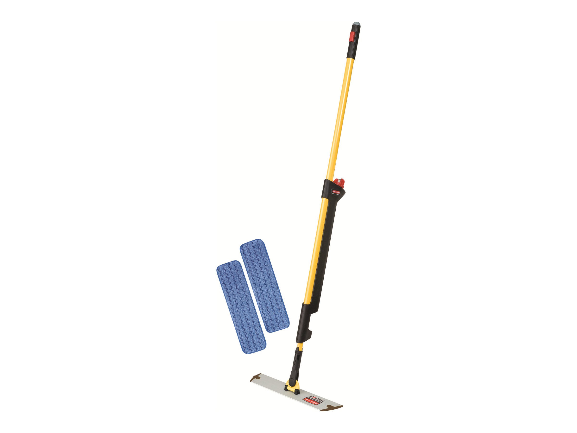 Rubbermaid HYGEN PULSE Flachmopp mit integriertem Flüssigkeitstank, Mikrofaser, Schwarz/Gelb