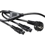 ACT Powercord split cable mains connector CEE7/7 male (angled) - 2 x C5 1.80 m POWERCORD SCHUKO-2XC5 BK 1.80M (AK5208)