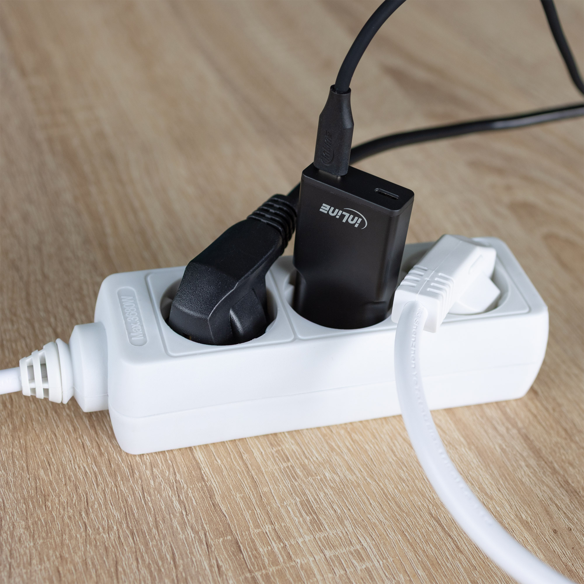 InLine Black Cookie USB-C Ladegerät 30W GaN Dual USB-C PD/PPS Schwarz