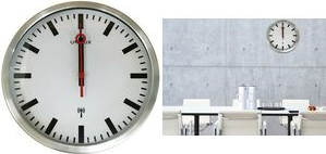 UNiLUX Wanduhr/Funkuhr STATION, Durchmesser: 350 mm, silber Bahnhofs-Stil, Stunden-/Minutenzeiger schwarz und eckig, - 1 Stück (400124567)