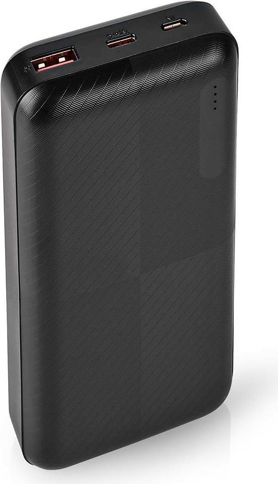 Nedis Powerbank | 20000 mAh | 2x 3.0 A | Anzahl der Ausgänge: 2 | Ausgangsanschluss: 1x USB-A / 1x USB-C™ | Eingangsverbindung: 1x Micro USB / 1x USB- (UPBKPD20000BK)