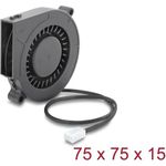 Delock Radiallüfter / Lüftergebläse 12 V DC 75 x 75 x 15 mm mit 3-Pin Lüfteranschluss, schwarz (67493)
