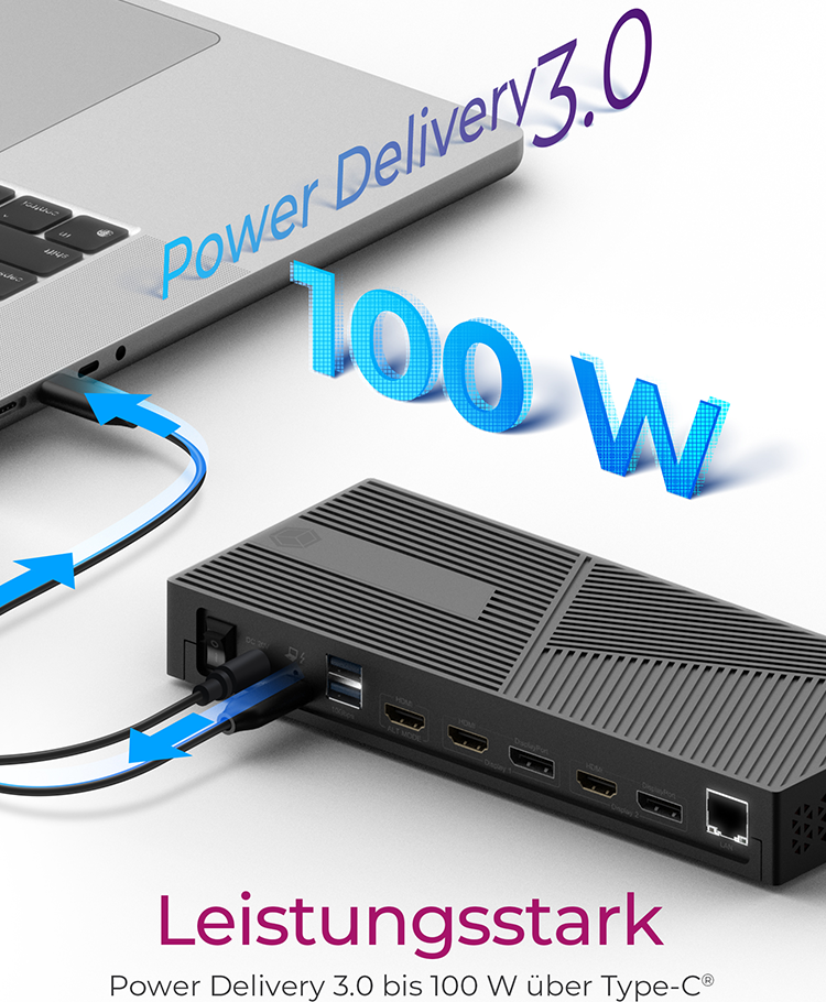 ICY BOX IB-DK2246AC Dockingstation USB-C 3.2 Gen 2 Thunderbolt 3/4 2x DP 3x HDMI 1GbE Schwarz