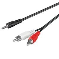 Wentronic Goobay 3,5mm-Klinke-/Cinch-Adapterkabel HQ, Schwarz, 1 m - Klinke 3,5 mm-Stecker (3-Pin, Stereo) > 2x Cinch-Stecker (Audio links/rechts) (51648)