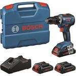 Bosch Akku-Bohrschrauber GSR 18V-55 Professional 18Volt blau/schwarz 3x Li-Ion Akku (0615A5002P)