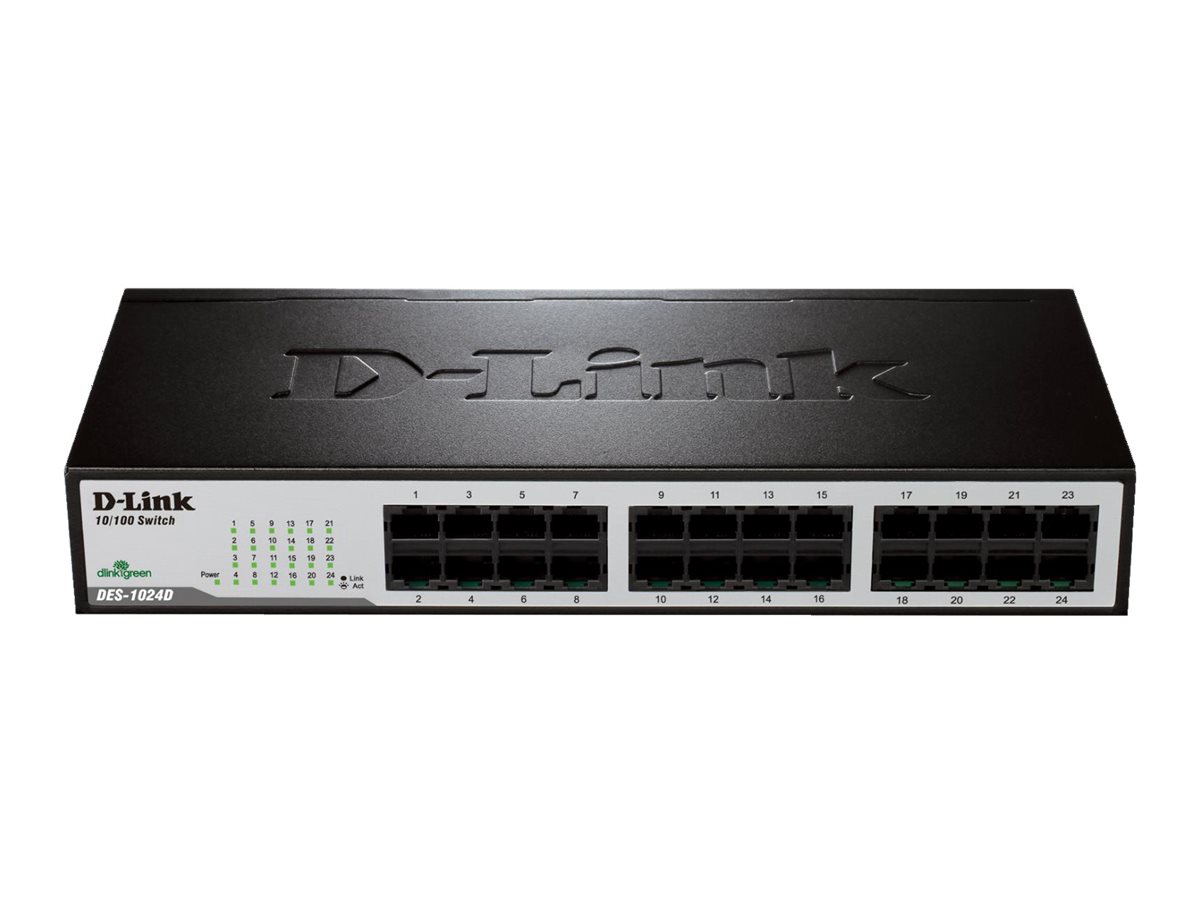 D-Link DES-1024D Unmanaged Switch, 24x RJ-45 10/100 MBit/s, Fast Ethernet