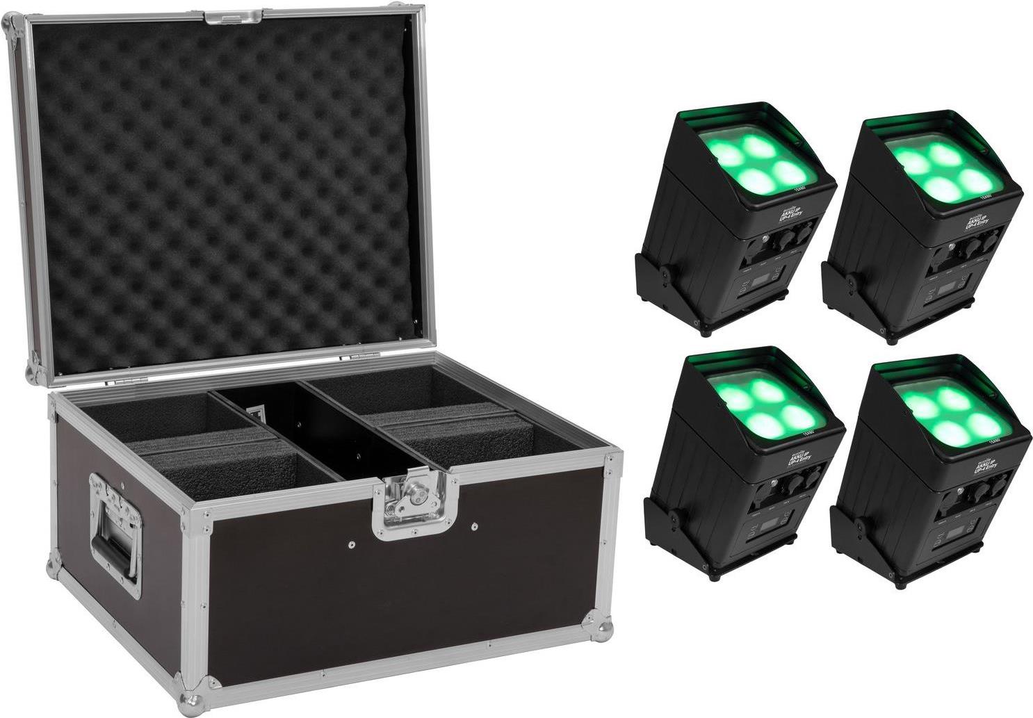 EUROLITE Set 4x AKKU UP-4 Entry QCL Spot QuickDMX + Case (20000936)