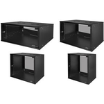 LogiLink 48,30cm (19") Wandverteiler ECO, 9 HE, montiert, schwarz (RAL 9005), aus 0,8 mm Stahlblech, Glastür mit Zylinder - 1 Stück (W09C55B)