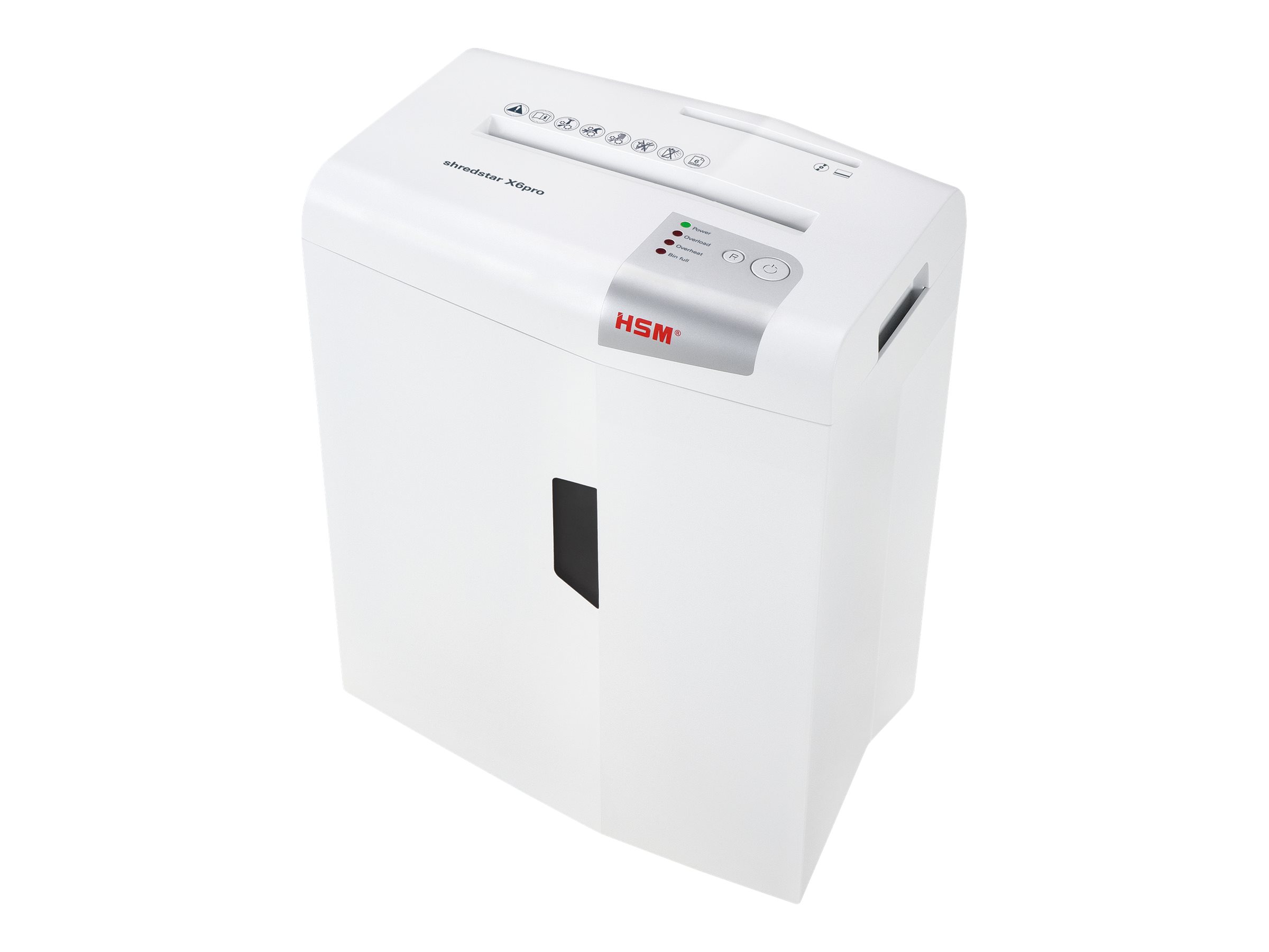 HSM shredstar X6pro Partikelschnitt-Aktenvernichter 2x15 mm 6 Blatt 20 Liter Silber, Weiß